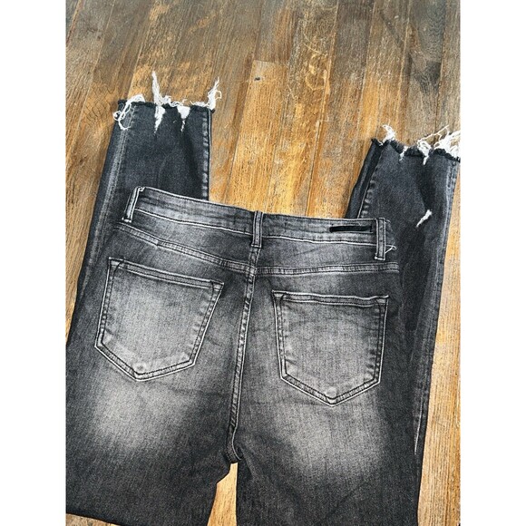 Risen Jeans Womens 7/28 Stretch Skinny Distressed Black - Picture 7 of 8